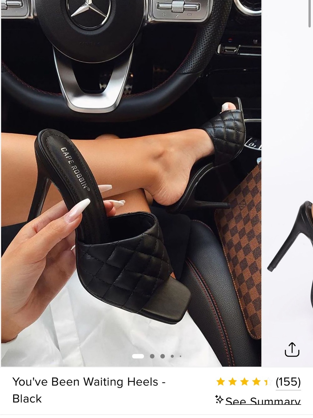 Black Quilted Slide Stiletto heels